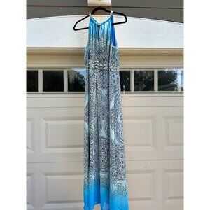 Emma & Michele Blue & White Paisley Maxi Dress Size 16